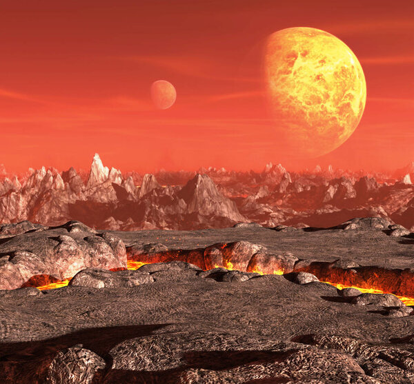 Lava planet illustration red 