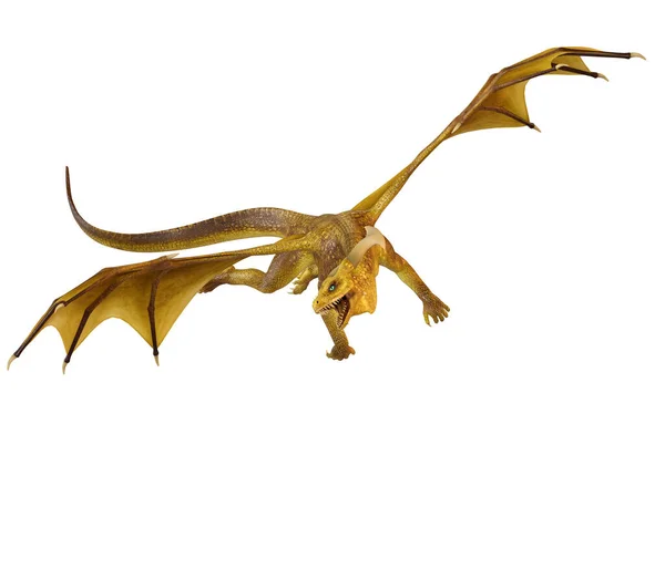 Swooping Golden Dragon Illustration — Stock fotografie
