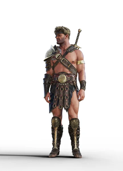 Barbarian Man Standing Looking Sideways Illustration Royalty Free Stock Images