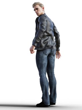 Yakışıklı adam arkasını kolluyor.