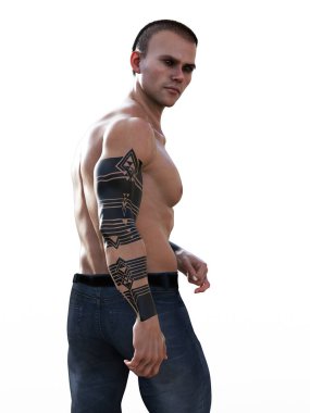 Tıraşlı saçlı, geçmişe bakan ciddi bir adam.