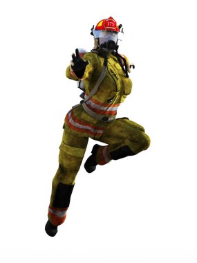 Kadın itfaiyeci resimde sıçrıyor