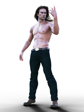 Seksi yerli adam tişörtsüz fantezi illüstrasyonu yapıyor.