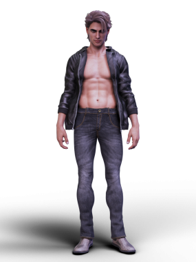 Önünde gömleği açık bir şekilde duran adam.