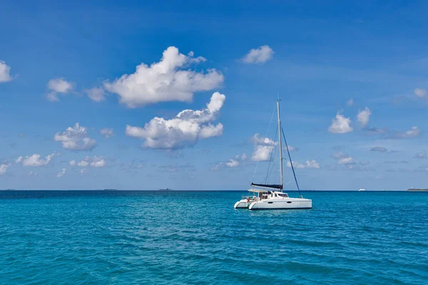 stock image Yacht in blue sea in sunny day