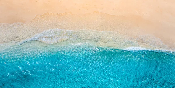 Расслабляющий Воздушный Пляж Летний Отдых Тропический Средиземноморский Ландшафтный Баннер Волны — стоковое фото