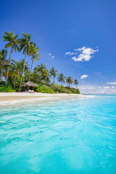 Podróże Letnie Egzotyczna Tropikalna Wyspa Rajskie Wybrzeże Palmy Biały Piasek — Zdjęcie stockowe