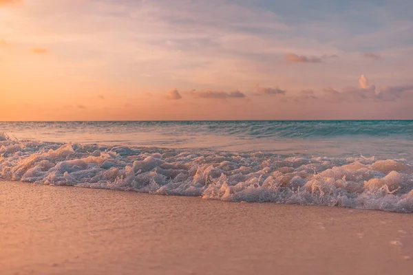 Närbild Havet Sandstrand Vackert Strandlandskap Inspirera Tropiska Stranden Havet Horisont — Stockfoto
