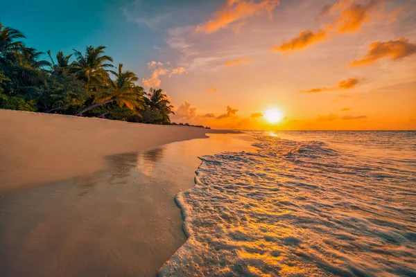 Bela Praia Paradisíaca Tropical Panorâmica Pôr Sol Tranquilo Férias Verão — Fotografia de Stock