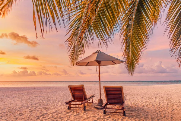 Krásný Tropický Západ Slunce Mořská Pláž — Stock fotografie