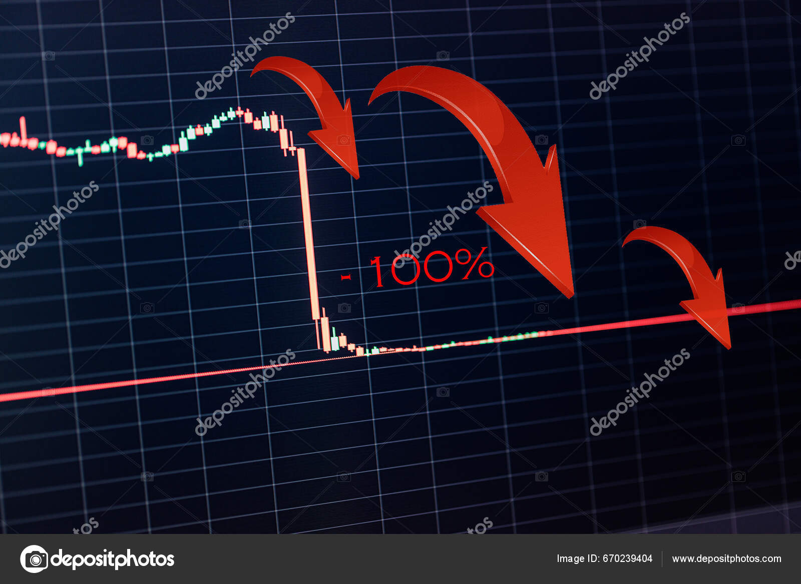 Creative Crash Recession Chart Falling Red Arrow Percentage Recession  Inflation — Stock Photo © icemanphotos #670239404