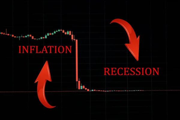Düşen Kırmızı Yüzdesi Gerileme Enflasyon Kırmızı Kelimeler Finans Borsası Kripto — Stok fotoğraf