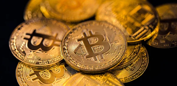 Bitcoin Dorado Imagen Conceptual Para Criptomoneda Bitcoin Criptomoneda Moneda Futura — Foto de Stock
