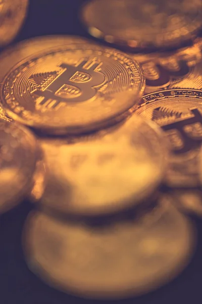 Gyllene Bitcoin Konceptuell Bild För Kryptovaluta Cryptocurrency Bitcoin Det Framtida — Stockfoto