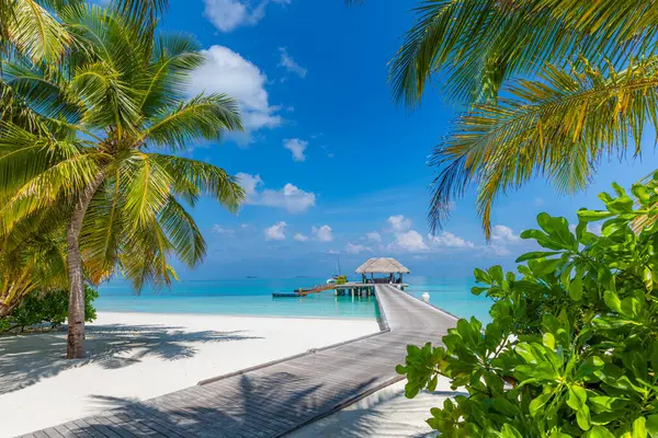 Picturesque View Luxury Tropical Island Resort Water Villas — Stock Photo, Image