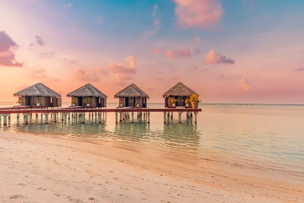 Picturesque View Luxury Tropical Island Resort Water Villas — Stock Photo, Image