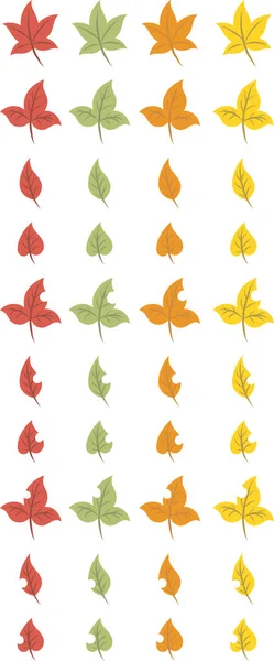 Icon Set Various Leaves — Stock Vector