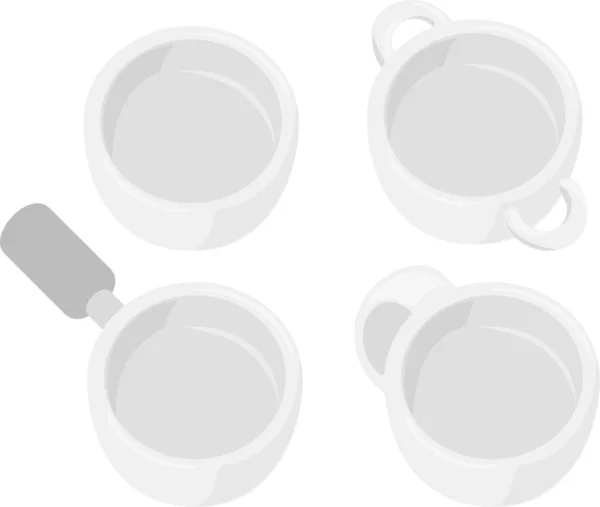 Symbole Verschiedener Schüsseln Für Suppen Wie Töpfe Und Zweihandtöpfe — Stockvektor