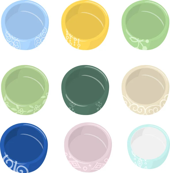 Iconos Varios Cuencos Moda Para Sopa — Vector de stock