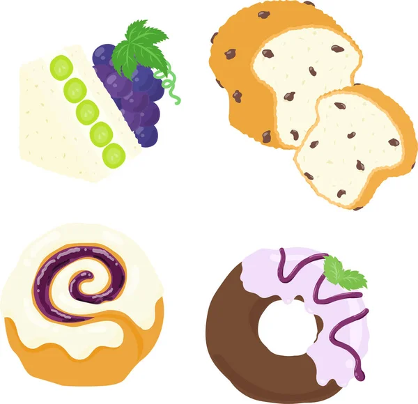 Εικονιστικός Σχεδιασμός Γλυκών Και Ζουμερών Γλυκών Σταφυλιού Όπως Σάντουιτς Φρούτα — Διανυσματικό Αρχείο