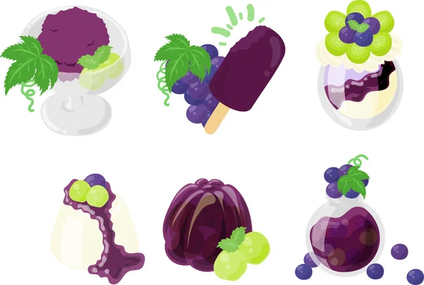 Дизайн Иконы Милых Сочных Виноградных Сладостей Таких Шербет Фруктовое Мороженое — стоковый вектор