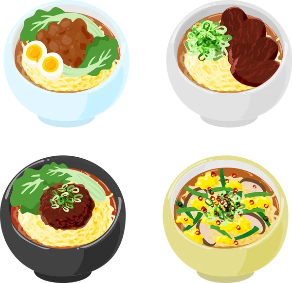 Ikony Chutné Jedinečné Tchajwanské Kuchyně Jako Mleté Vepřové Nudle Hovězí Stock Ilustrace