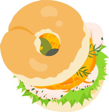 Lezzetli ve tatlı simit sandviçin simgesi havuç rapi ve tavuk salatası