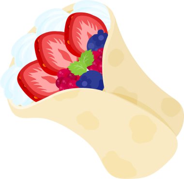 Meyveli ve taze kremalı lezzetli ve şirin sandviç ikonu.