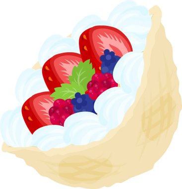 Meyveli ve taze kremalı lezzetli ve tatlı Pita sandviçin ikonu.