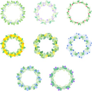 Renkli çiçekler gibi motifleri olan çeşitli şirin ve şık çerçeve grafikleri