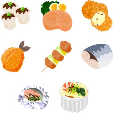 Bento için garnitür olarak kullanılabilecek lezzetli yemekler.