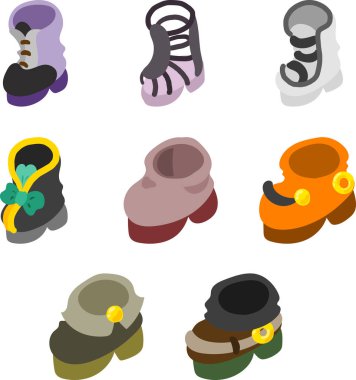 Benzersiz ve şık bir ayakkabı koleksiyonu! Bu eğlenceli ve modaya uygun ayakkabı çizimleri.