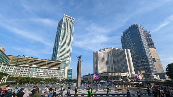 Jakarta Indonesien Mai 2023 Menschen Bei Aktivitäten Bundaran Während Eines — Stockfoto