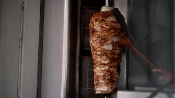 Kebab Está Listo Corta Para Servir — Vídeos de Stock