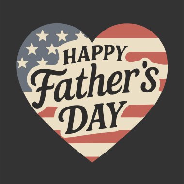 Kalp şeklinde Amerikan bayrağı arkaplanı ve izole edilmiş vektör illüstrasyonuyla Babalar Günü 'nüz kutlu olsun.