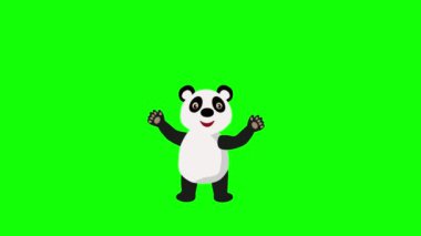 Panda dans ediyor ve yeşil ekranda 2D animasyon oynuyor.