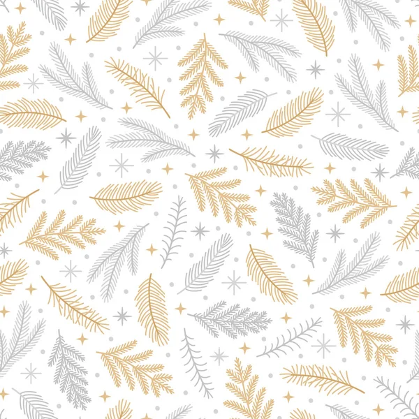 Modèle Sans Couture Noël Avec Diverses Branches Sapin Flocons Neige — Image vectorielle