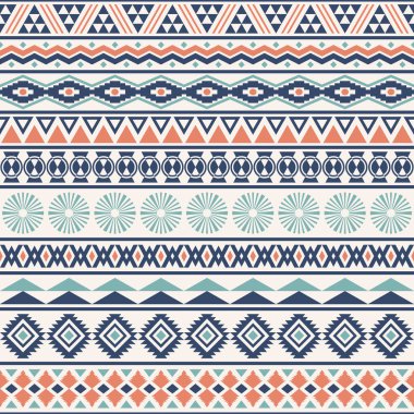 Kabile çizgili, pürüzsüz desen. Aztek geometrik arka planı. Şık Navajo kumaşı. Etnik dekorasyon baskısı. Modern soyut duvar kağıdı. Vektör illüstrasyonu