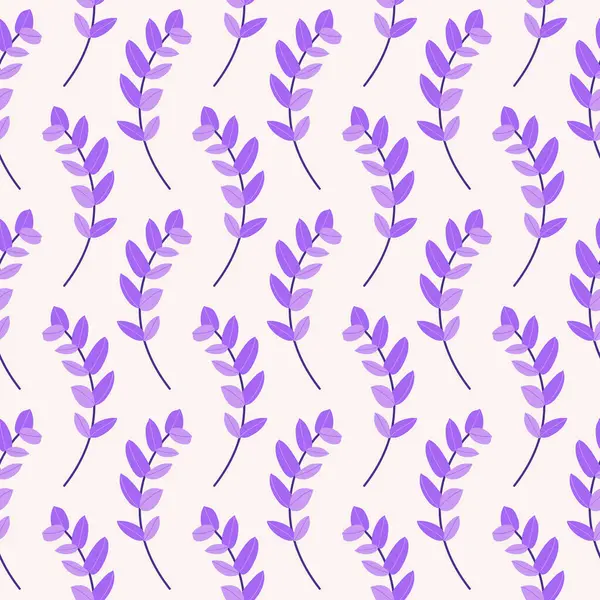 Menekşe yapraklı okaliptüs dalı, bej arkaplanda pürüzsüz desen. Ağaç dalları. Botanik yaz vektör çizimi. Modern biçim tasarımı