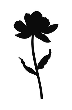 Lale, zarif siyah siluet. Güzel bir çiçek, bahar dekoru, basit bir asgari tarz. Paskalya, Anneler Günü, Kanada Lale Festivali için çizim elementleri. Vektör illüstrasyonu