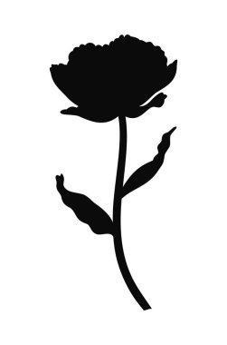 Lale, zarif siyah siluet. Güzel bir çiçek, bahar dekoru, basit bir asgari tarz. Paskalya, Anneler Günü, Kanada Lale Festivali için çizim elementleri. Vektör illüstrasyonu