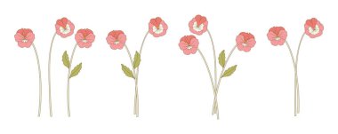 Parlak homo buketleri. Çiçek açan kır çiçekleri, uzun yıllardır süren yabani bitkiler. Tasarım projeleri için botanik el yapımı elementler. Vektör illüstrasyonu