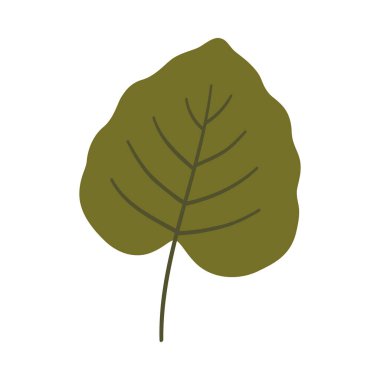 Koyu yeşil renkli ağaç yaprağı. Bir element beyaza izole edildi. İlkbahar veya yaz botanik arka planı, vektör illüstrasyonu