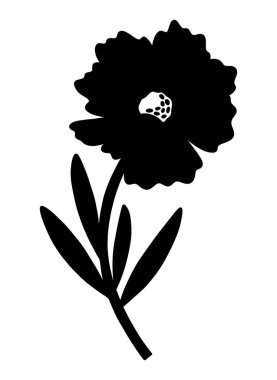 Vahşi çiçek silueti. Çiçek açan koreopsis bitkisi, çayır çiçeği, siyah renk. Tasarım projeleri için botanik detaylı öğe, şekil. Desenli çiçek vektör çizimi