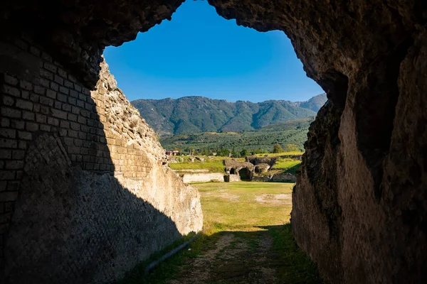 Romeins Amfitheater Stad Avell Campania Italië Close Ups Oude Muren — Stockfoto