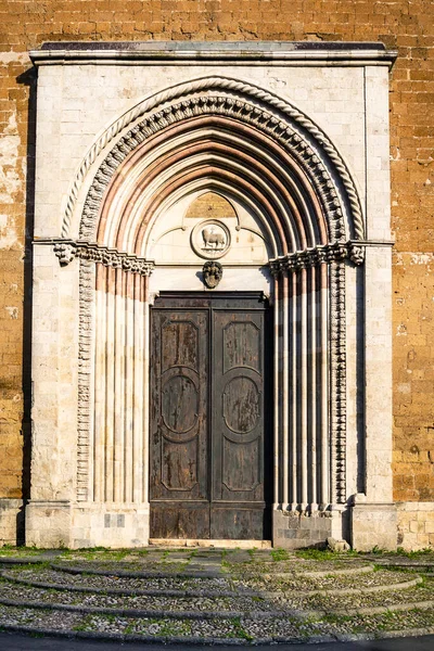 Vstupní Portál Kostela San Francesco Orvieto Umbria Itálie — Stock fotografie