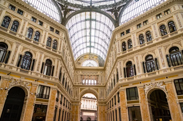 Naples Italy November 2022 Glass Roof Arching Dome Galleria Umberto — Stock Photo, Image