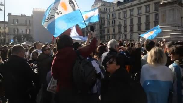 Νάπολη Ιταλία Δεκεμβρίου 2022 Υποστηρικτές Της Εθνικής Αργεντινής Γιορτάζουν Νίκη Βίντεο Κλιπ