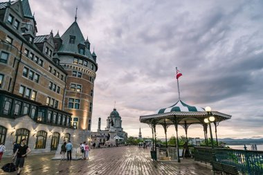 Quebec city, Canada - June 1, 2018: The Frontenac castle seen from the Governors promenade clipart