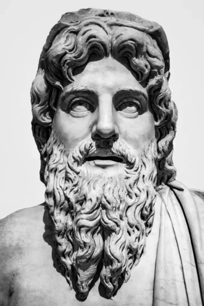 Head Shoulders Detail Ancient Man Beard Sculpture Antique Face Whiskers — Stock Photo, Image